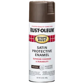12 OZ Stops Rust Protective Enamel Spray Paint -Satin Dark Brown