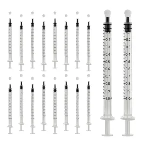 20Pack 1ml/cc Syringe for Liquid with Caps - Liquid Measuring Syringe - Syringes Tools for Scientific Labs, Feeding - Individually Sterile Sealed