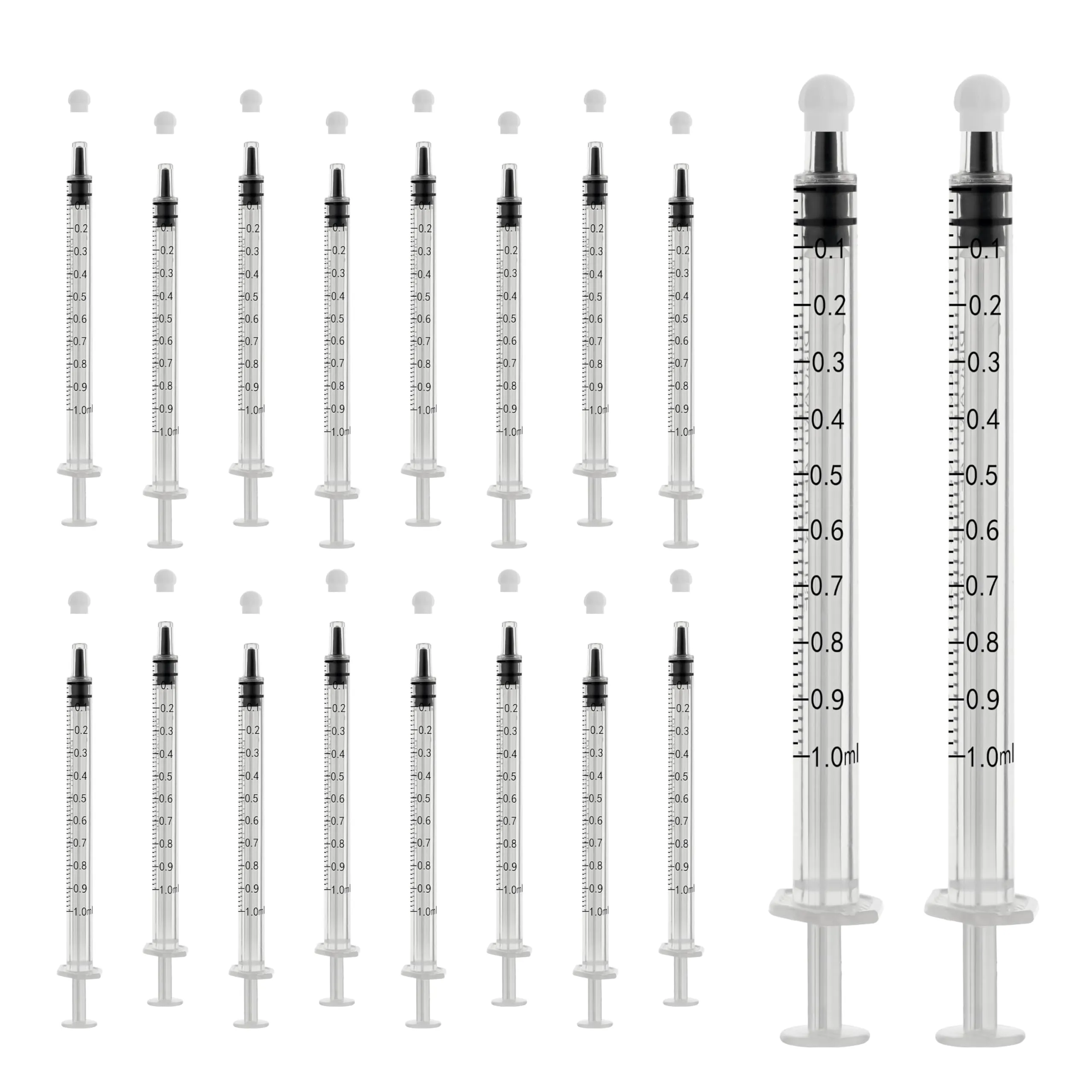 20Pack 1ml/cc Syringe for Liquid with Caps - Liquid Measuring Syringe - Syringes Tools for Scientific Labs, Feeding - Individually Sterile Sealed