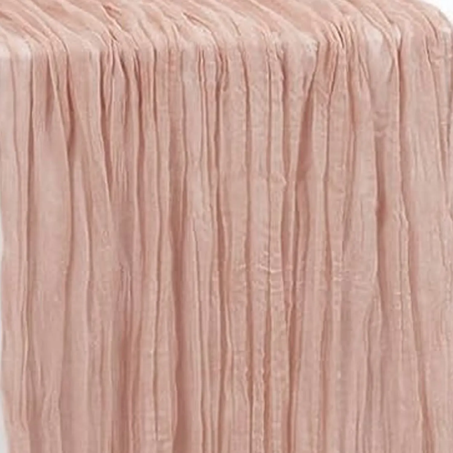 35 in X 10 ft Gauze Cheesecloth Table Runner Blush