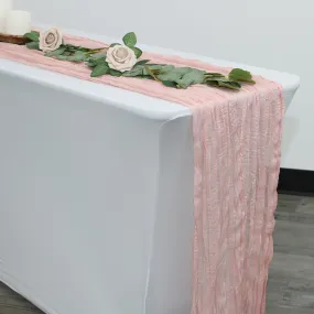 35 in X 10 ft Gauze Cheesecloth Table Runner Blush