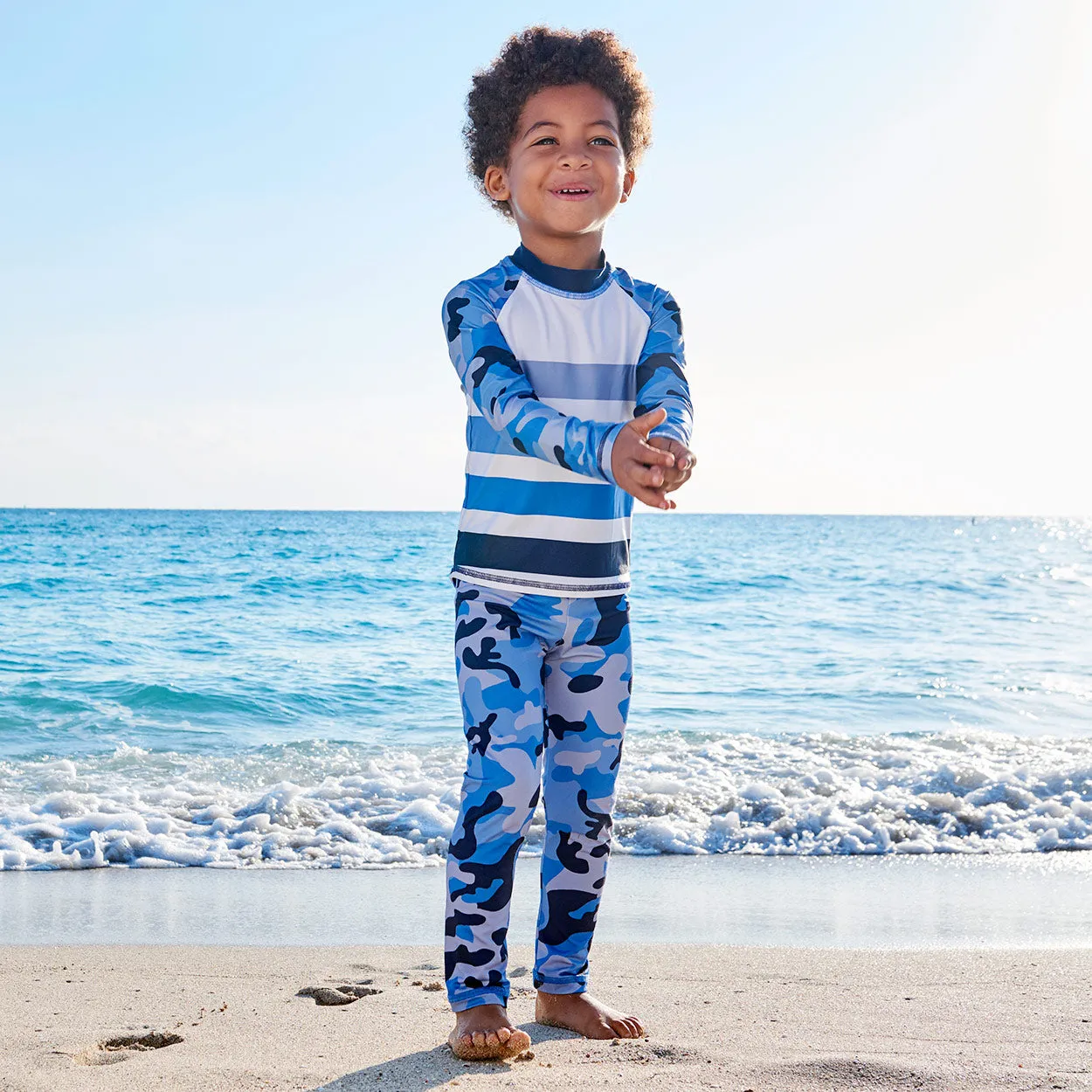 Blue Camo Rash Guard Top UPF 50 