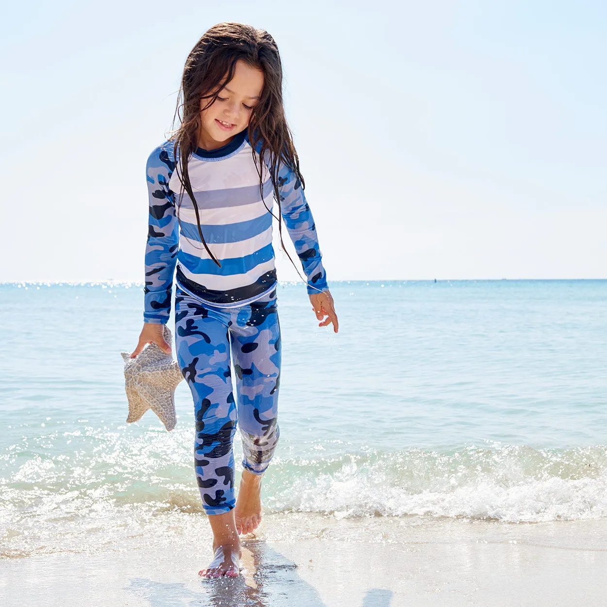 Blue Camo Rash Guard Top UPF 50 