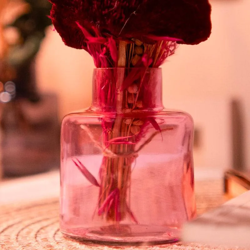 Blush Vase With Dried Flower - Two Piece Set