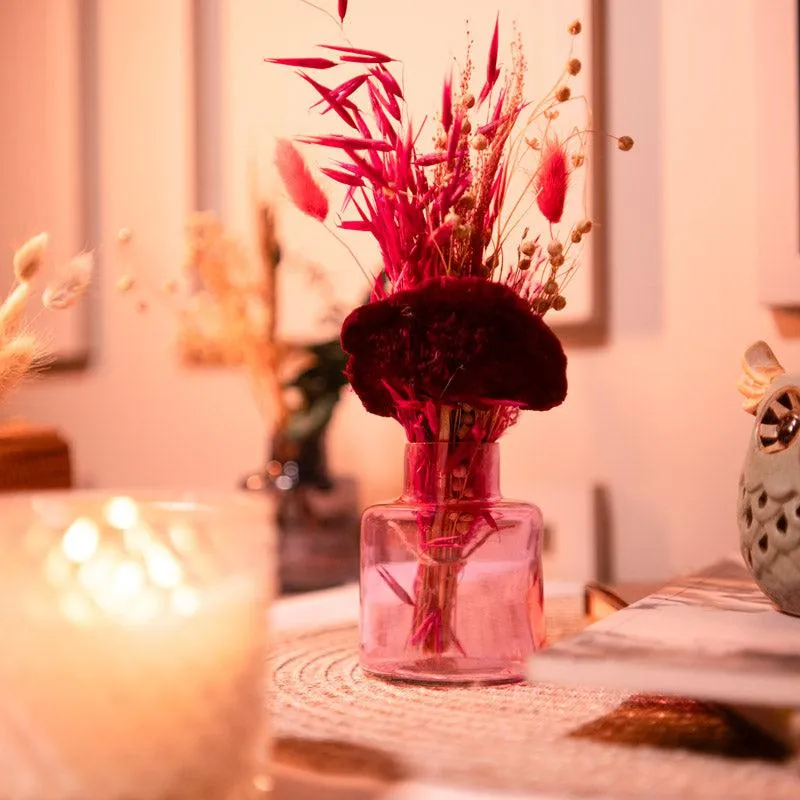 Blush Vase With Dried Flower - Two Piece Set