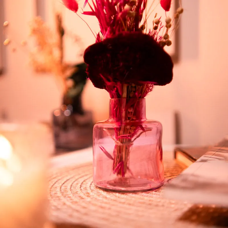 Blush Vase With Dried Flower - Two Piece Set