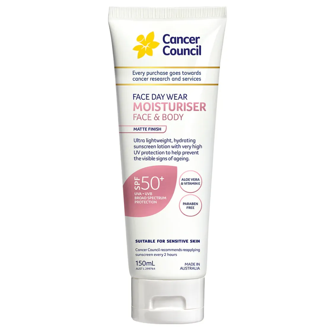 Cancer Council Face Day Wear Moisturizer Face & Body SPF 50  150ml