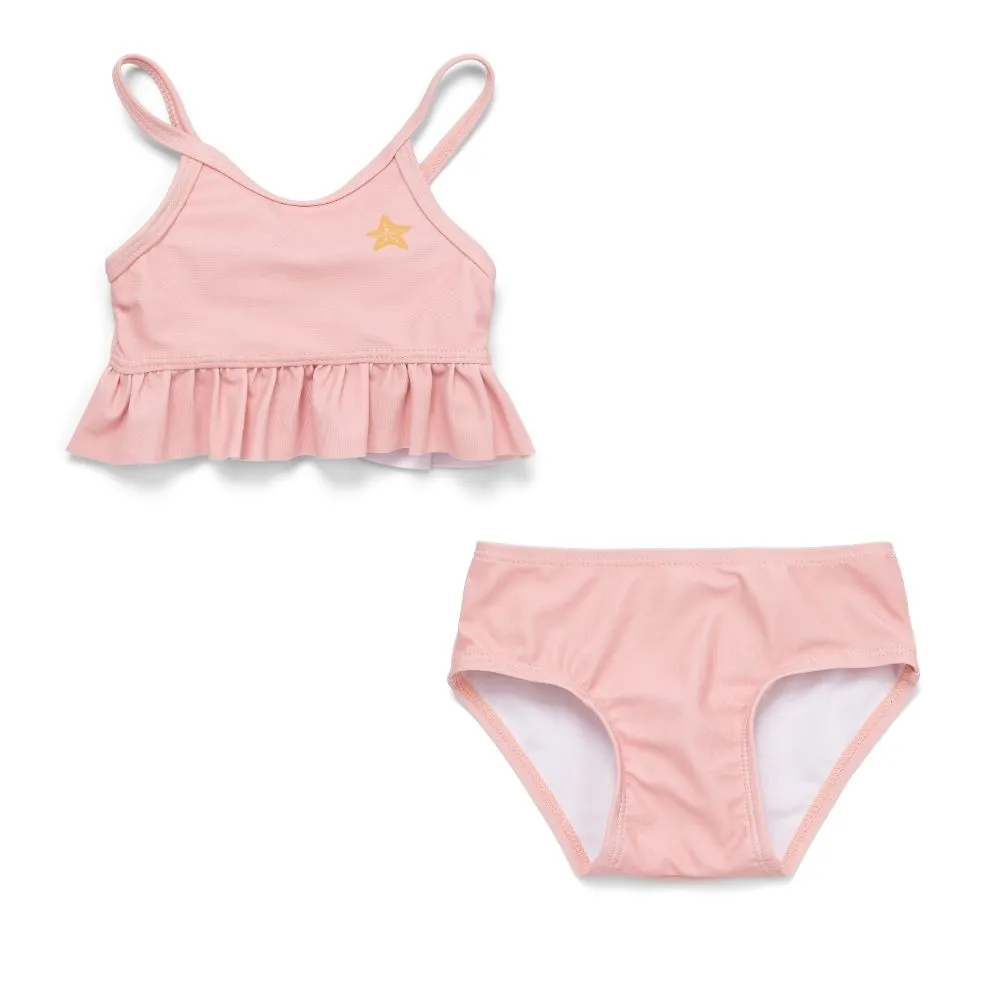 Girls Bikini Swimsuit Set Ruffles Starfish Pink