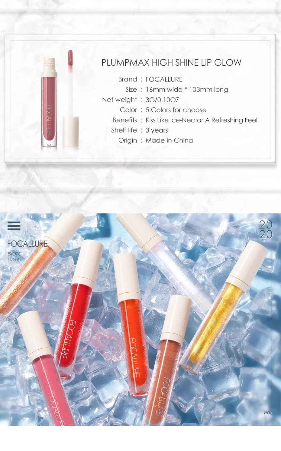 High Shine Lip Gloss Plumpmax Nourish Smooth Non-Sticky Formula Lipgloss