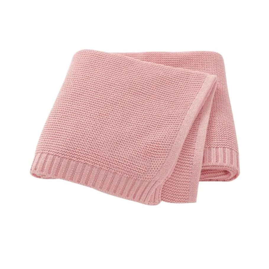 Knitted Cotton Blanket - Blush