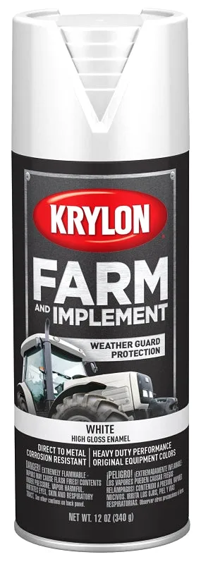Krylon K01937007 Farm Equipment Spray, Gloss, White, 12 oz :CAN: QUANTITY: 6