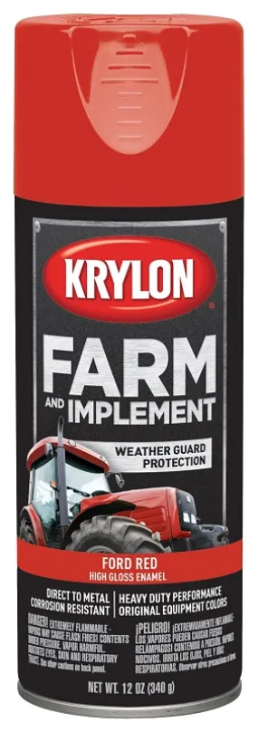 Krylon K01941000 Farm Equipment Spray, High-Gloss, Ford Red, 12 oz :CAN: QUANTITY: 6