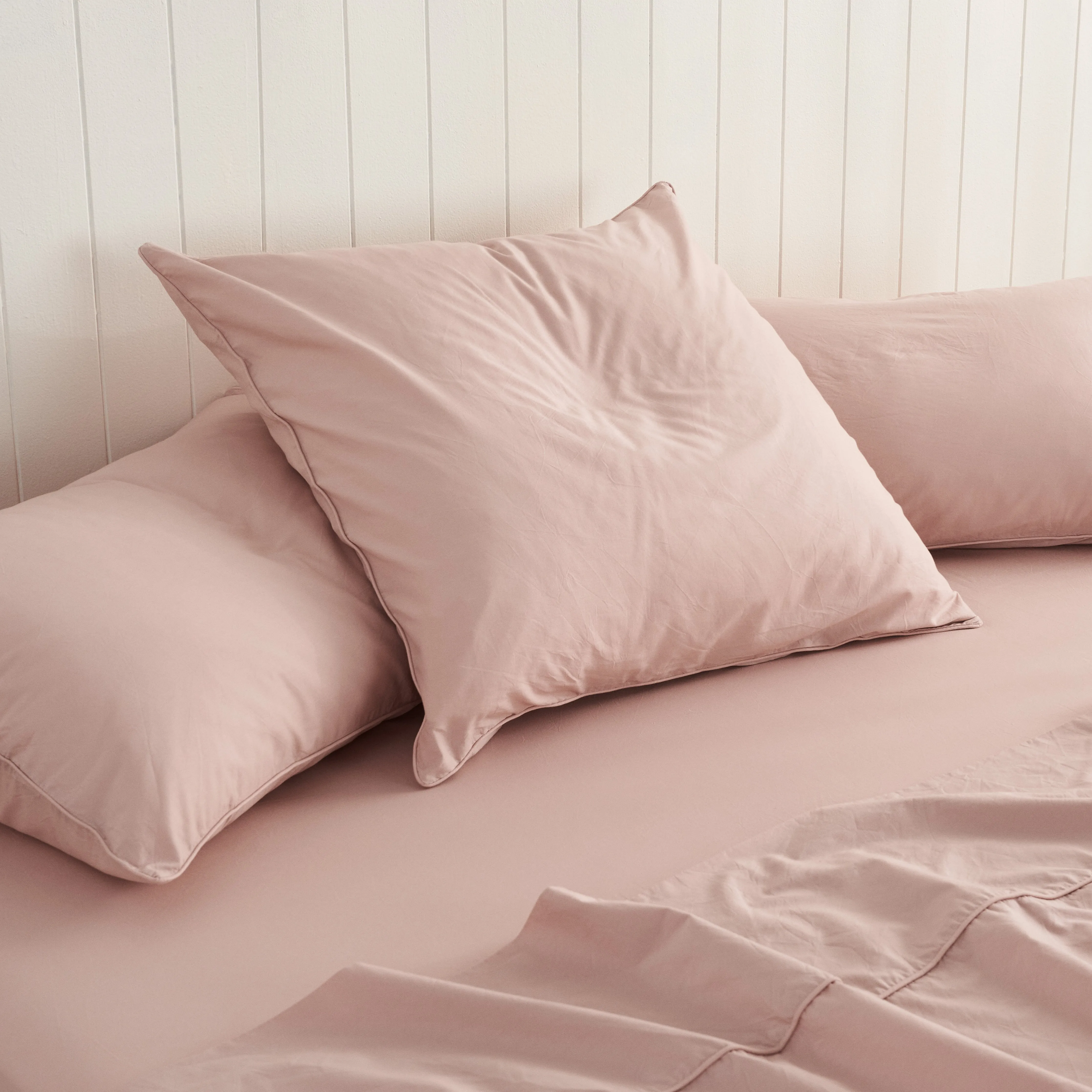 Leo Washed Cotton - Blush European Pillowcase