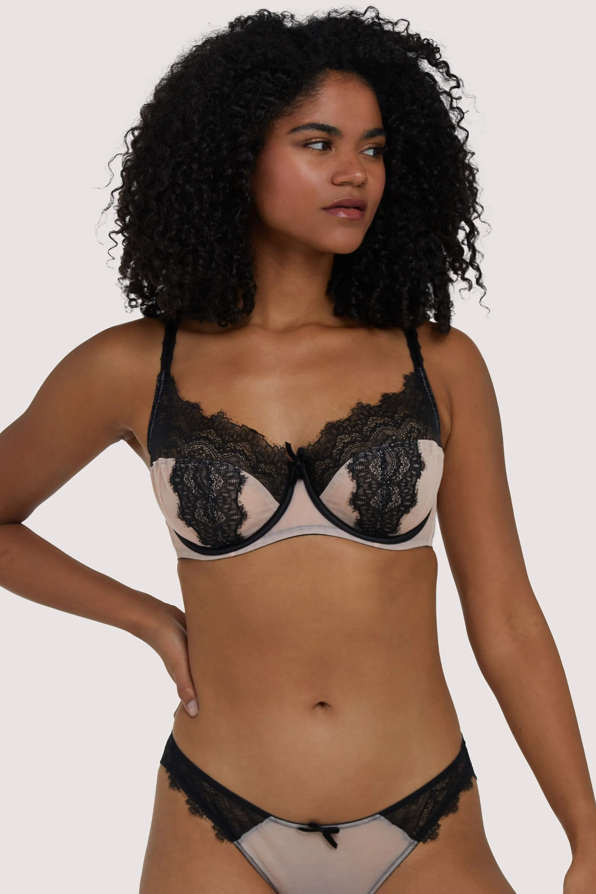 Rosalyn Black and Blush Balcony Bra