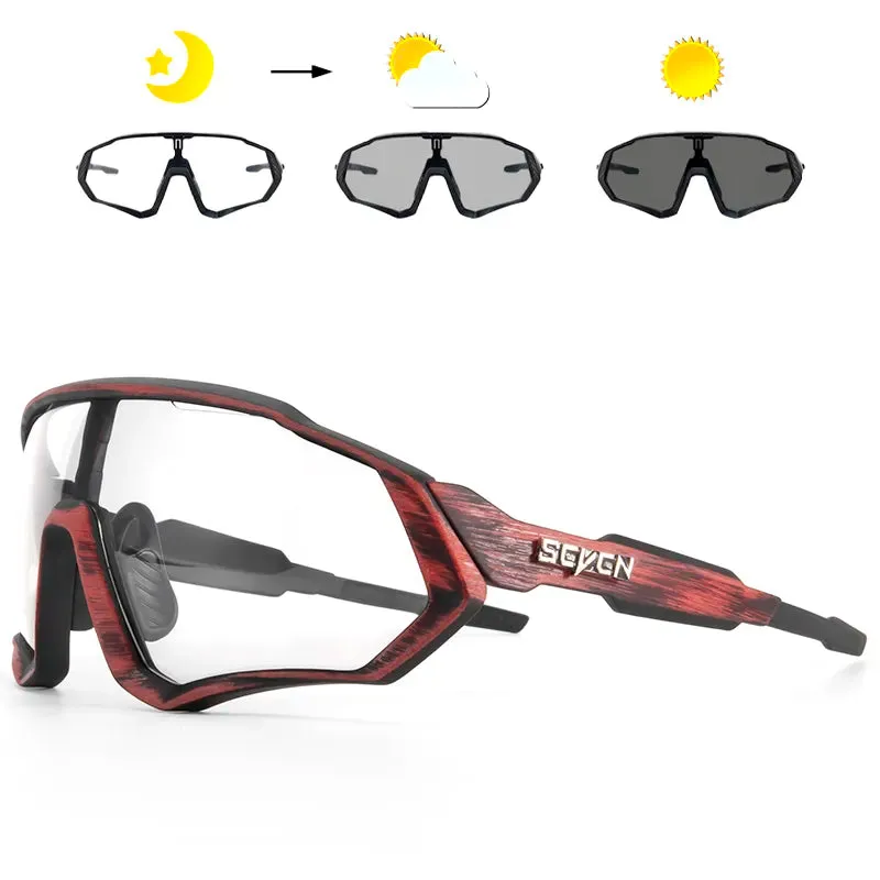 SCVCN Men Women Cycling Glasses Photochromic Bicycle Outdoor Sports Glasses MTB Road Bike Sunglasses UV400 Hiking Glasses