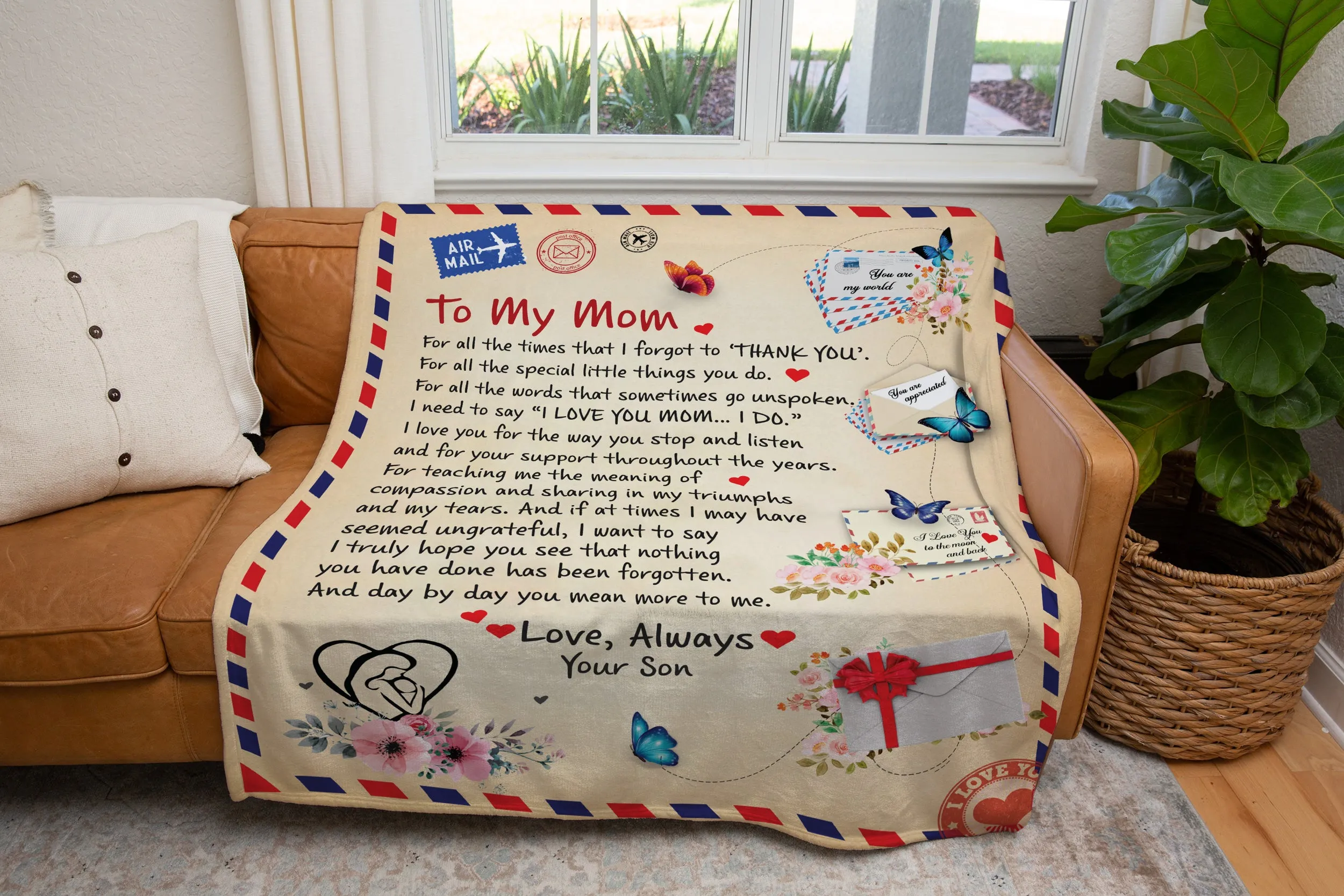To Mom, Love Son Fleece Blanket