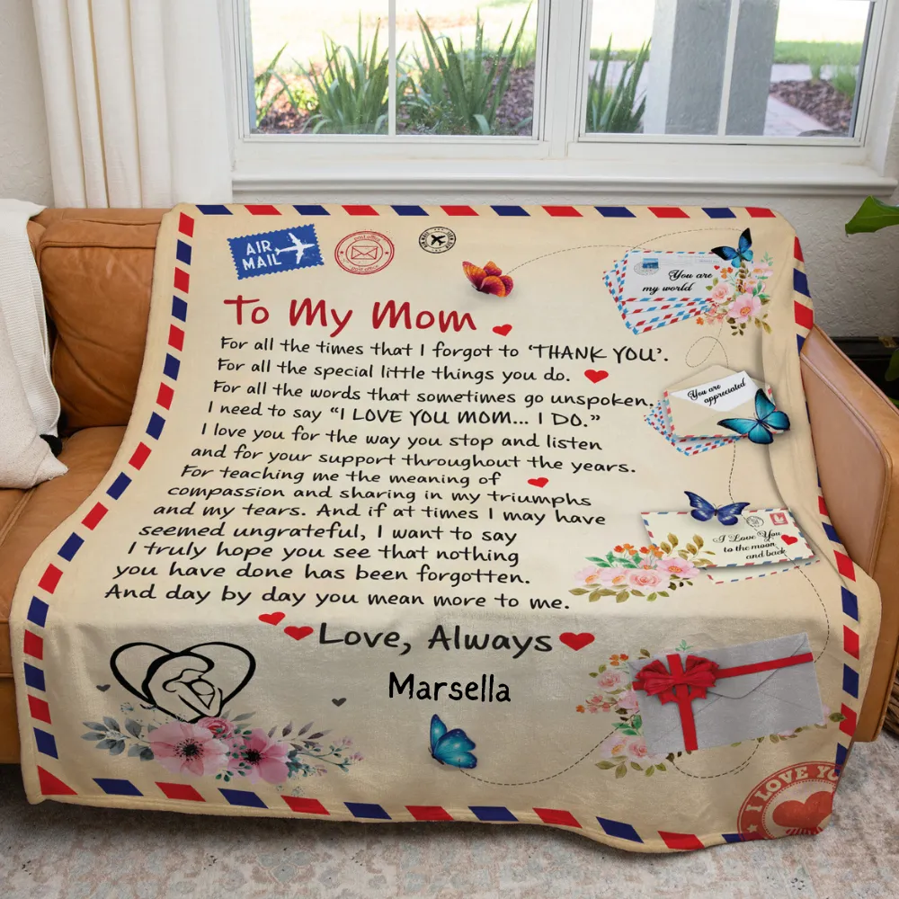 To Mom, Personalized Heartfelt Blanket