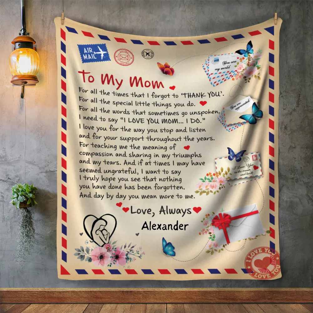 To Mom, Personalized Heartfelt Blanket