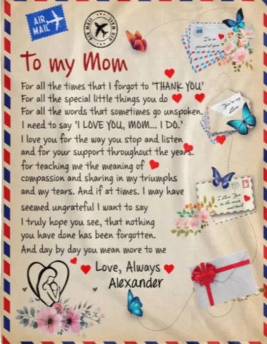 To Mom, Personalized Heartfelt Blanket