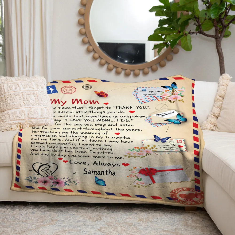 To Mom, Personalized Heartfelt Blanket