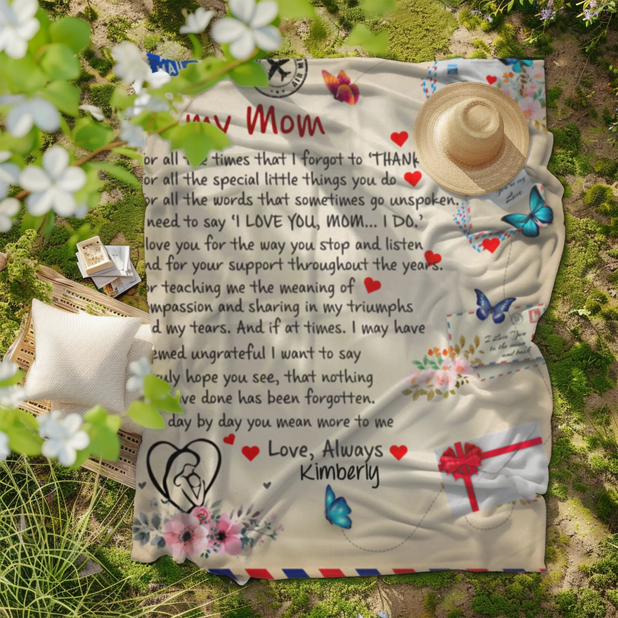 To Mom, Personalized Heartfelt Blanket