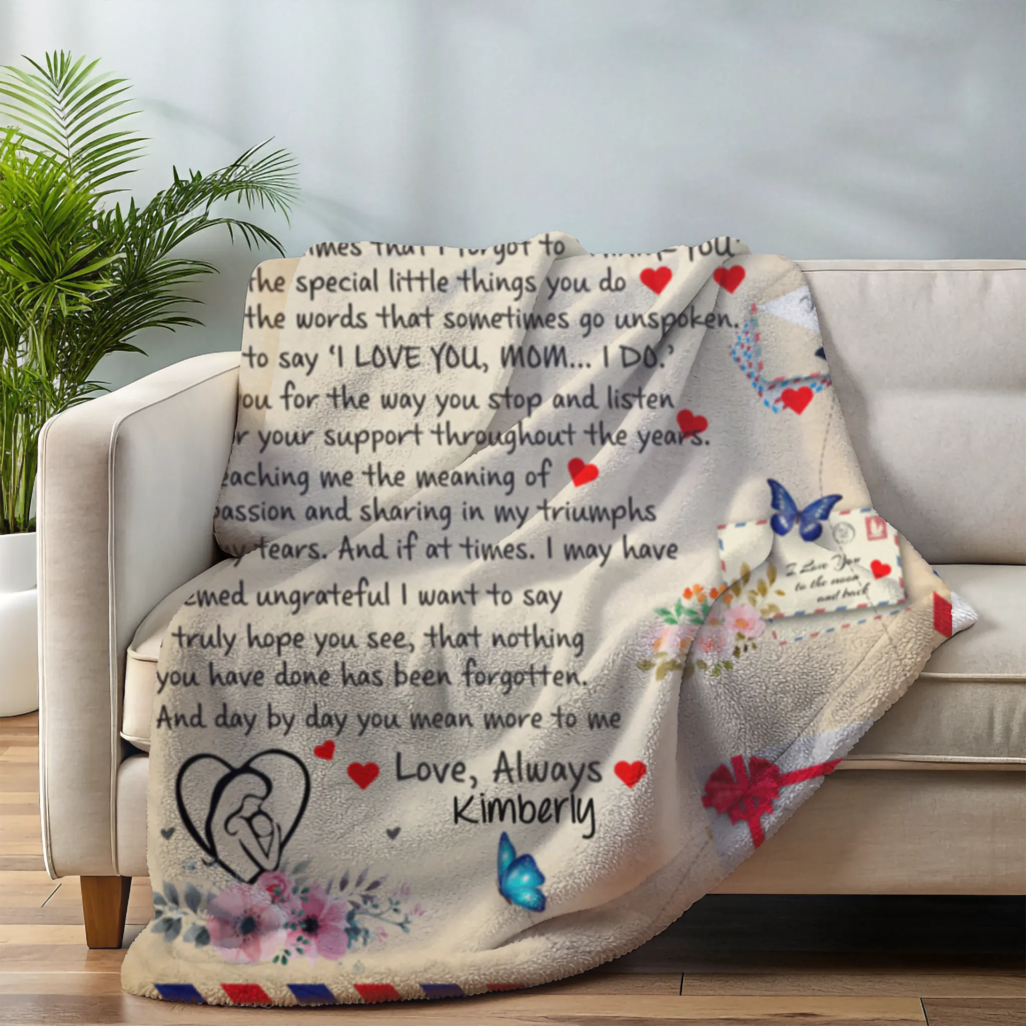 To Mom, Personalized Heartfelt Blanket